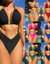 Women's Fission High Elastic Pure Color Bikini Swimsuit