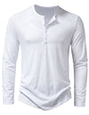 Mens Clothing Long Sleeve T-shirt Fashion Button Henry Collar Tops