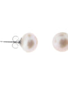 Pink Pearl Stud Earrings, 10-11mm