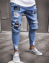 New Skinny Jeans men Streetwear Destroyed Ripped Jeans Homme Hip Hop