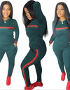 Stripe Tracksuits 2 Set Piece Set Woman Tops Sweatshirt Long Pants Pockets Club Suits Overalls Outfit
