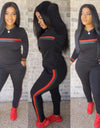 Stripe Tracksuits 2 Set Piece Set Woman Tops Sweatshirt Long Pants Pockets Club Suits Overalls Outfit