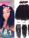 Brazilian Kinky Curly Bundles With Closure Human Hair Weave With Closure 3/4 Bundles Kinky Curly Hair Extension Non Remy Annmode