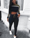 Casual Women's Tracksuit Tights Sportswear Fitness Suit For Female Clothing Workout Two Piece Jumpsuit Long Sleeve Crop Top