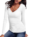 Sexy Women Long Sleeve T-shirt V-neck Slim Fit Warm Autumn Spring Basic T-shirts Tops IK88