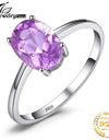 JewelryPalace Genuine Amethyst Ring Solitaire 925 Sterling Silver Rings for Women Engagement Ring Silver 925 Gemstones Jewelry