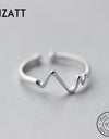 INZATT Real 925 Sterling Silver Irregular Geometric Wave Adjustable Ring Fine Jewelry For Women Party Personality Accessories