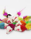 Cat Feather Toys Furry Mouse Kitten Real Fur