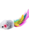 Cat Feather Toys Furry Mouse Kitten Real Fur