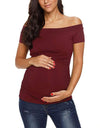 Women Pregnancy Short Sleeve Off Shoulder Tops