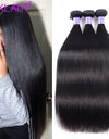 Klaiyi Hair Products Brazilian Hair Weave Bundles Straight Hair Bundles 8-26 Inch Dark Black Color 100% Human Remy Hair Weft