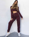 Tracksuit 2pcs Women Set Hoodies Crop Top Sweatshirt+Side Stripe Pants Hooded 2 Pieces Sets Women Clothing Suits Female