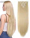 SNOILITE 23inch Straight 18 Clips in Hair Styling Synthetic Hair Extensions Hairpiece 180g 8pcs/set Christmas Gift